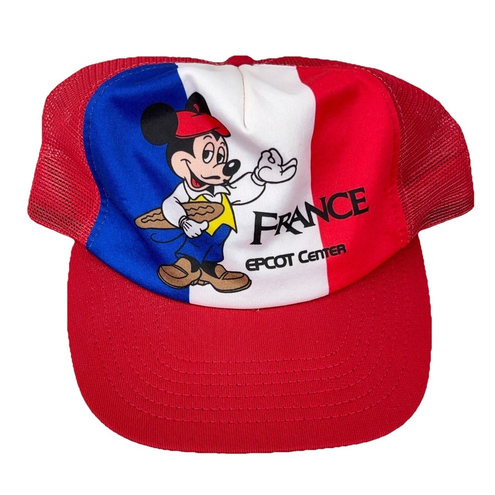 Vintage Disney Epcot Center Trucker Hat Cap SnapBack France Mesh 1982 80s Rareโ